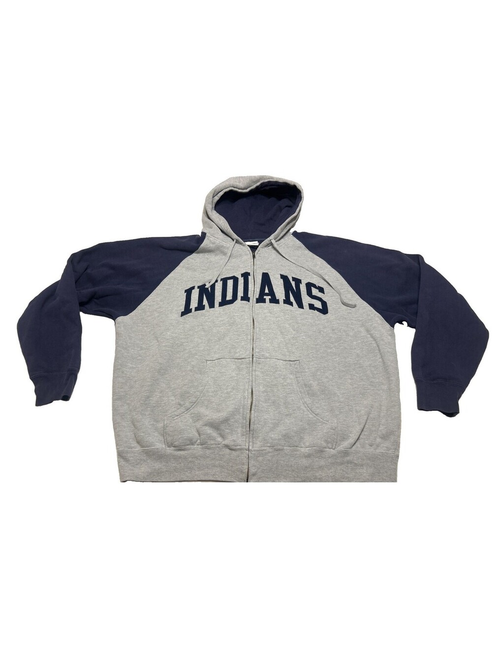 Vintage Cleveland Indians Hoodie Sweatshirt Mens Large Full Zip Gray Majestic
